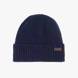 Barbour CARLTON Mens Beanie Navy top view featuring soft wool and polyamide blend for warmth and style.