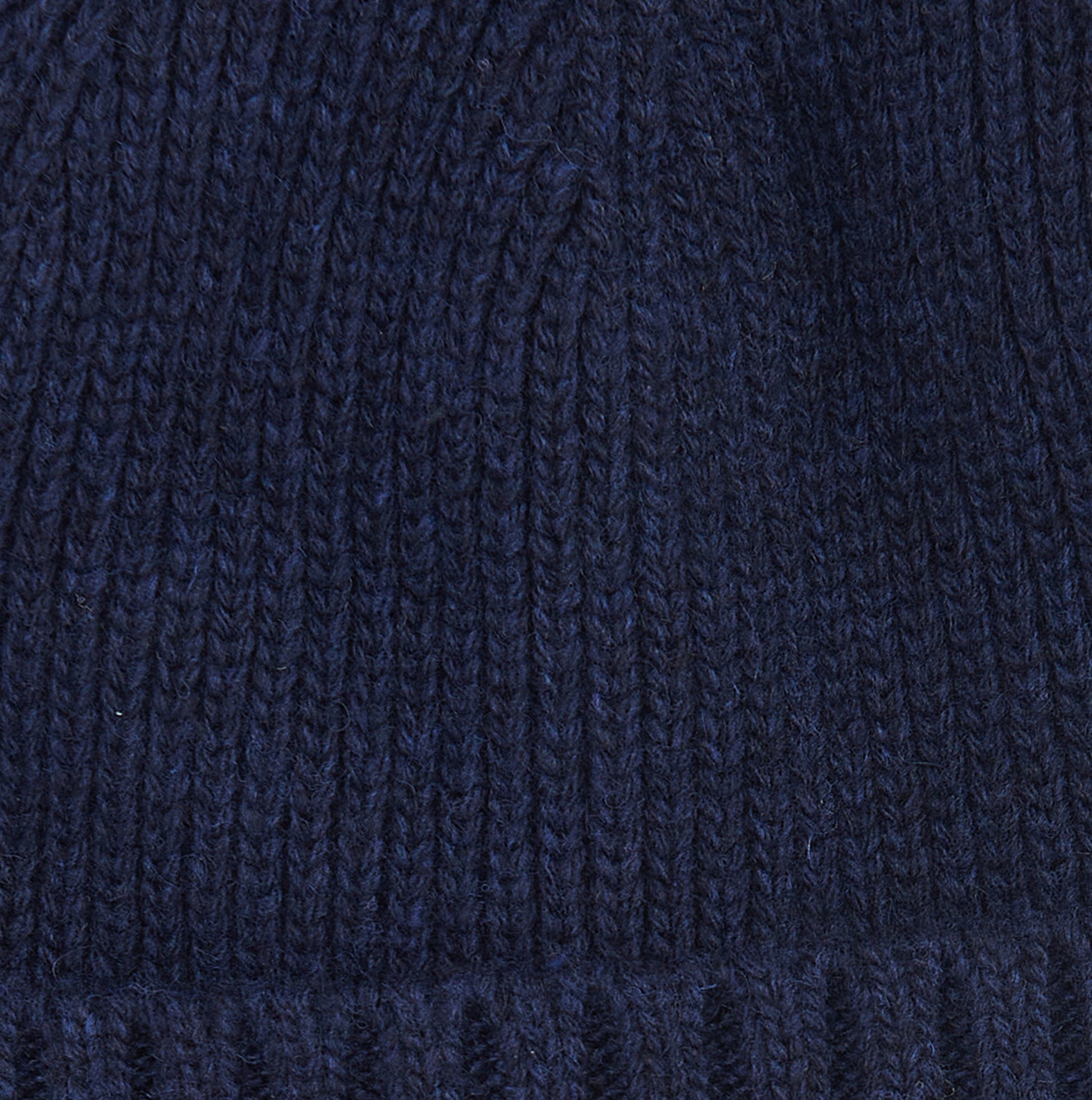 Barbour CARLTON Mens Beanie Navy detail view showcasing the textured knit pattern and rich navy color.