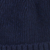 Barbour CARLTON Mens Beanie Navy detail view showcasing the textured knit pattern and rich navy color.