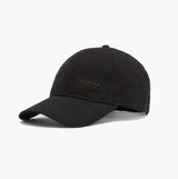 Barbour NORTON Drill Cap Mens Snapback Caps Black/Shadow side view, baseball cap with logo detail, stylish men's headwear.