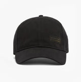 Barbour NORTON Drill Cap Mens Snapback Caps Black/Shadow front view showing sleek design and logo.
