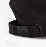 Barbour NORTON Drill Cap Mens Snapback Caps Black/Shadow detail view of back strap and logo