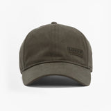 Barbour NORTON Drill Cap Mens Snapback Caps Sage/Shadow front view showcasing the stylish baseball cap design.