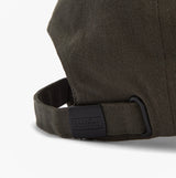 Barbour NORTON Drill Cap Mens Snapback Caps Sage/Shadow side view showing strap and logo detail.
