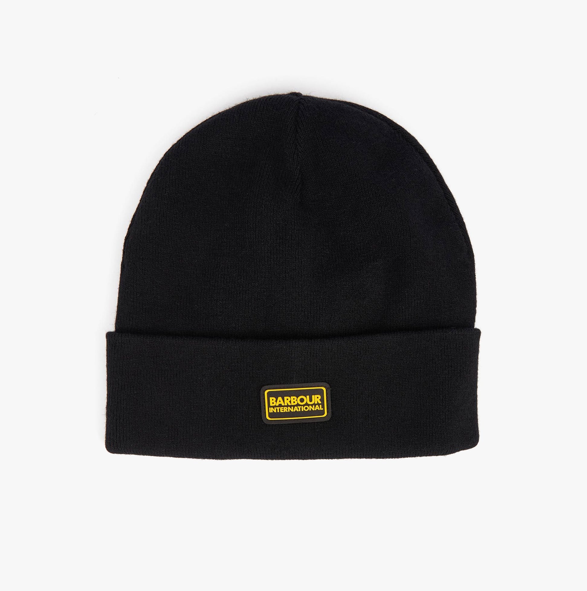 Barbour SENSOR LEGACY Mens Beanie Black front view with logo detail on the cuff.