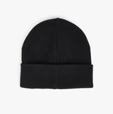 Barbour SENSOR LEGACY Mens Beanie Black top view showcasing soft cotton blend material in a stylish design.