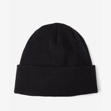 Barbour HEALEY Mens Beanie Black top view showing the knitted design and turnback hem edge.