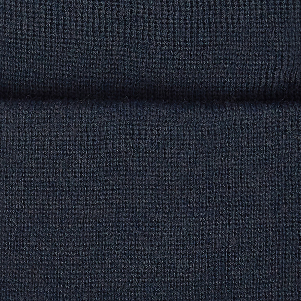 Barbour HEALEY Mens Beanie Navy close-up view of knitted fabric texture.