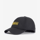 Barbour LEGACY WAXED COTTON Mens Sports Cap Black side view showcasing sleek design and adjustable strap.