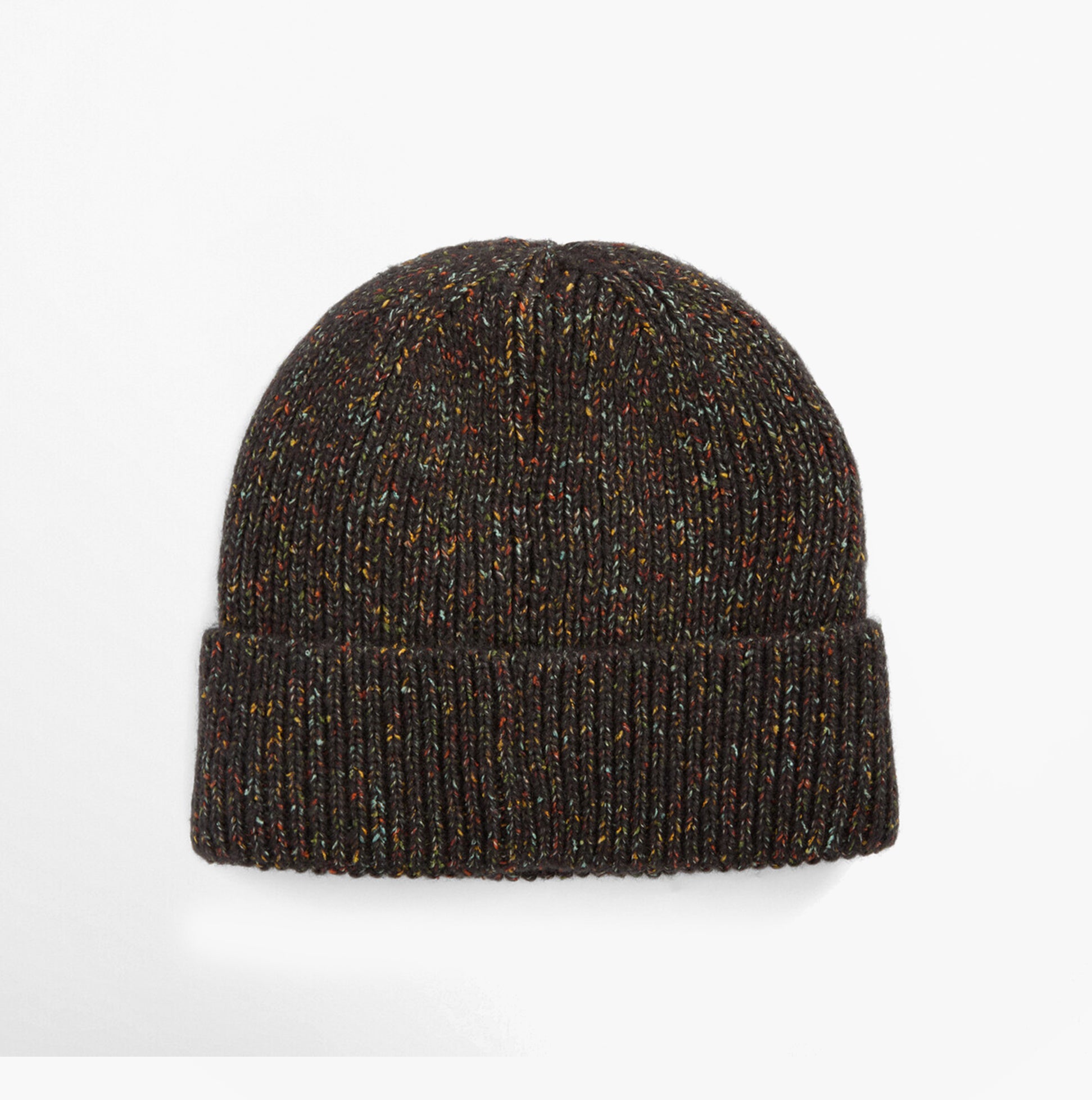 Barbour ESTON Mens Beanie Forest Green top view showcasing textured knit design and cuffed style.