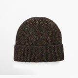 Barbour ESTON Mens Beanie Forest Green top view showcasing textured knit design and cuffed style.