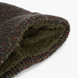 Barbour ESTON Mens Beanie Forest Green detail view showing interior lining and texture