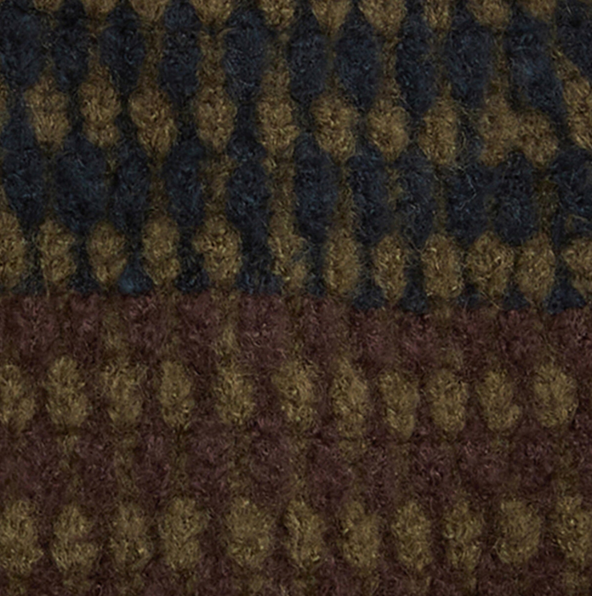 Barbour HARRAY Mens Beanie Olive/Fired Brick detail view of the knit pattern and color texture