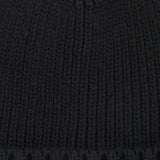 Barbour CHESTER Mens Beanie Black detail view showing rib-knit design and turnup hem.
