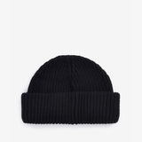 Barbour MOSELY Mens Fisherman Beanie Black front view showcasing a textured knit design in black.