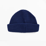 Barbour MOSELY Mens Beanie Inky Blue top view showing textured knit design.