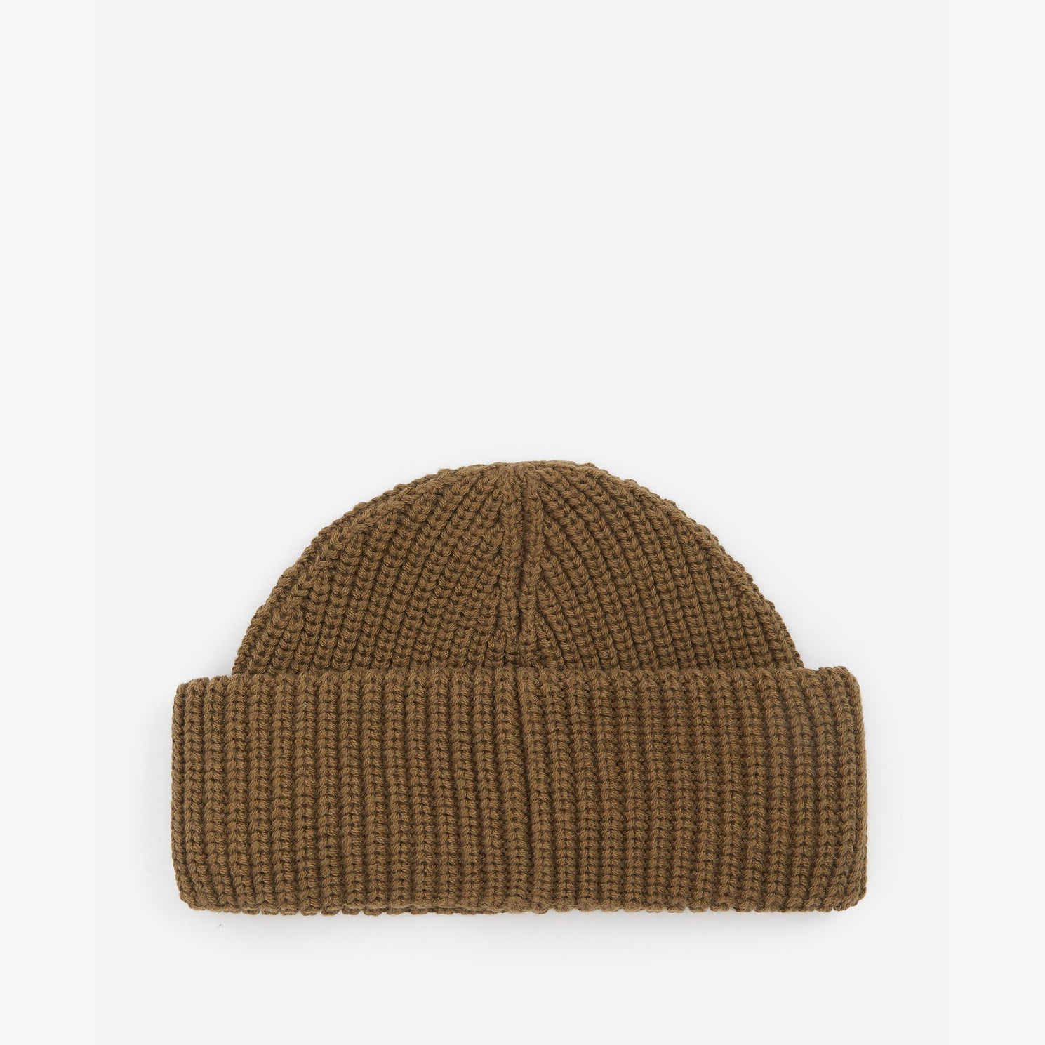 Barbour MOSELY Mens Fisherman Beanie Light Sage front view showing soft cotton-wool blend and ribbed texture.