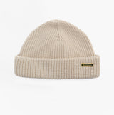 Barbour MOSELY Mens Beanie Mist front view, beige color, warm and stylish design, 60% Cotton material.