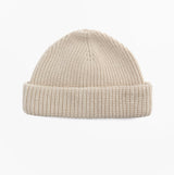 Barbour MOSELY Mens Beanie Mist front view showcasing its beige knitted design.