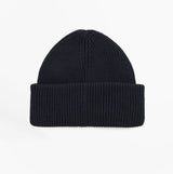 Barbour CRAYWELL Mens Beanie Navy top view of the hat showcasing ribbed knit design.