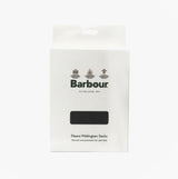 Barbour Fleece Wellington Unisex Socks Black packaging front view, featuring logo and product description.