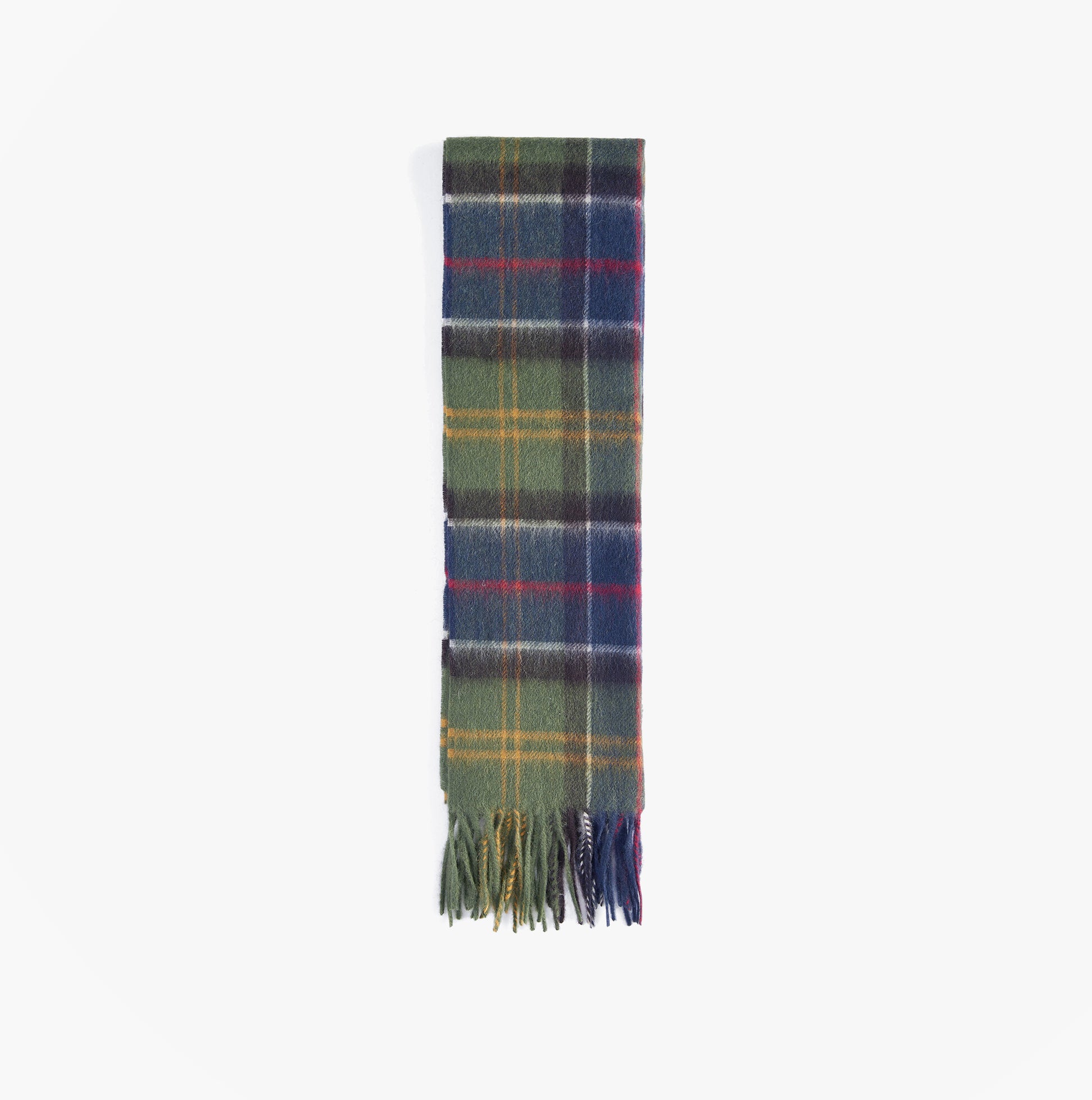 Barbour WOOL CASHMERE TARTAN Mens Winter Classic scarf front view showcasing the vibrant tartan pattern.