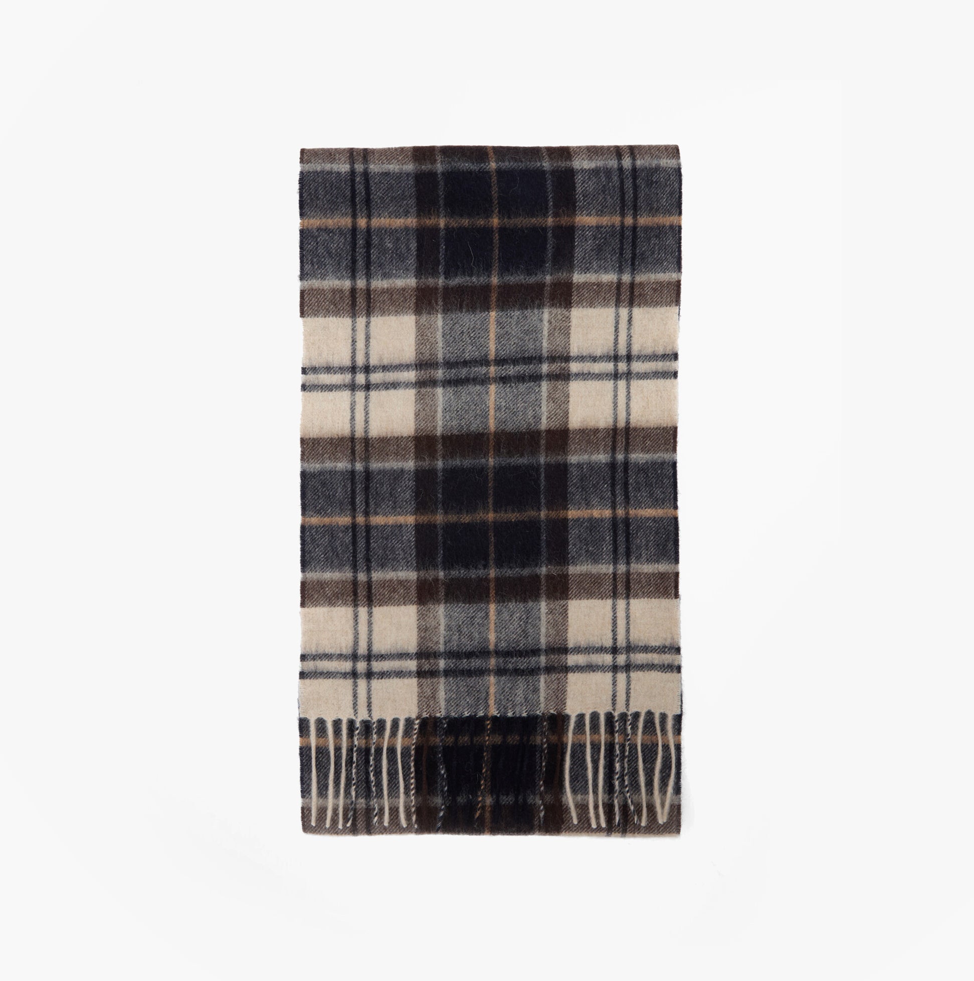 Barbour WOOL CASHMERE TARTAN Mens Winter Autumn Dress front view, featuring dark and light plaid design.