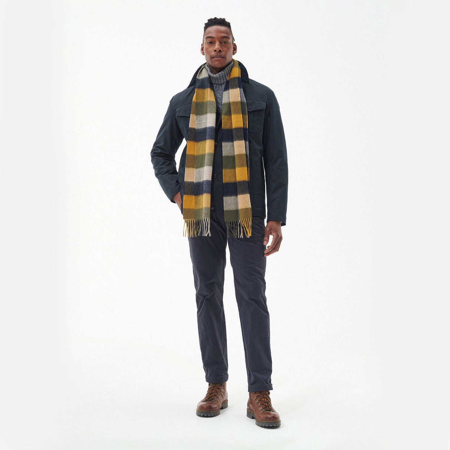 Barbour LAMBSWOOL TATTERSALL Scarf Unisex Adults Forest Mist