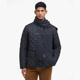 Barbour PLAIN LAMBSWOOL Mens Winter Charcoal/Grey front view with model wearing a charcoal scarf and jacket.
