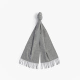 Barbour PLAIN LAMBSWOOL Mens Winter Grey Marl front view of soft grey scarf with fringe detailing
