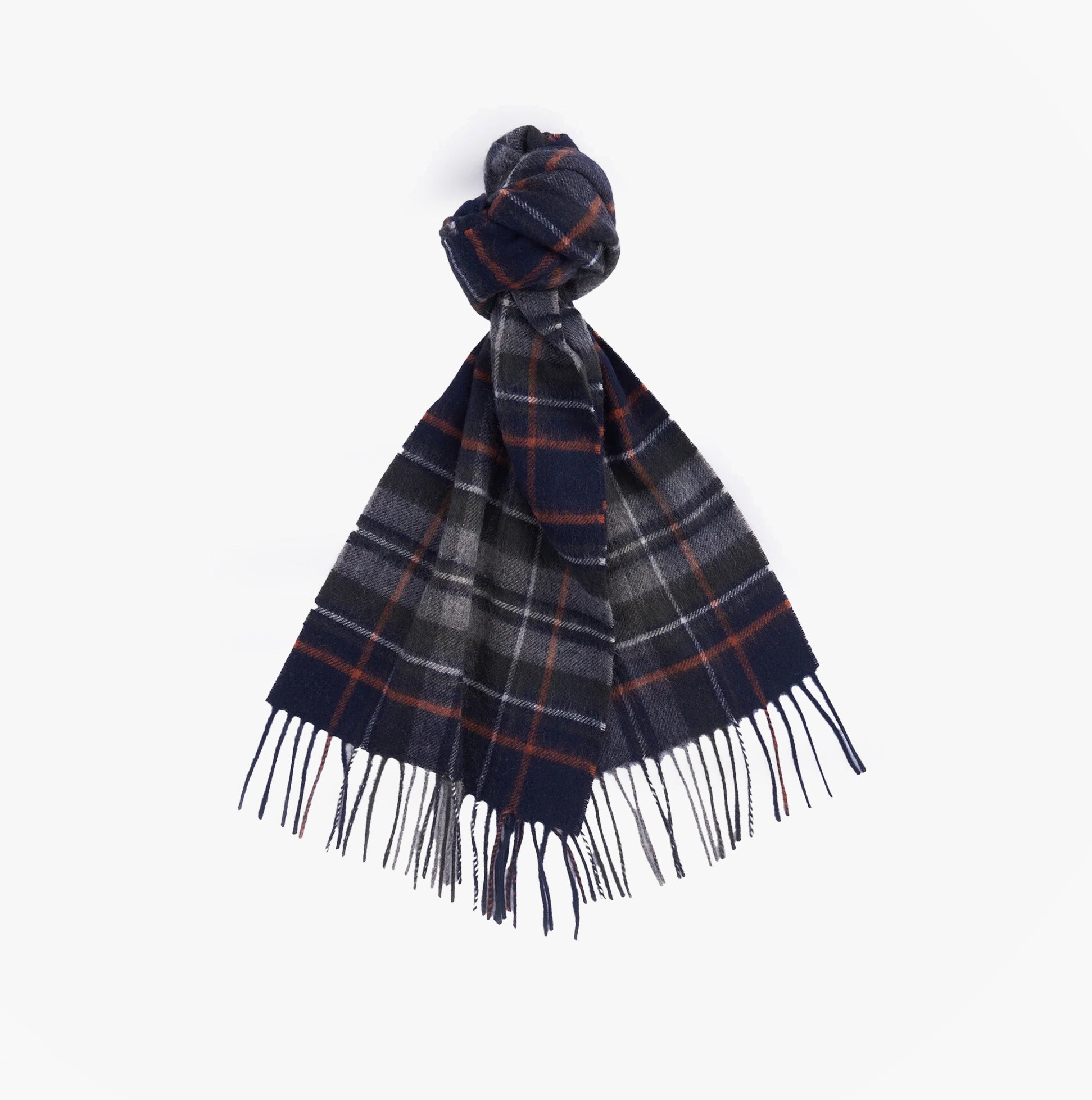 Barbour NEW CHECK Unisex Adults Tartan Scarf Navy/Dark Ginger