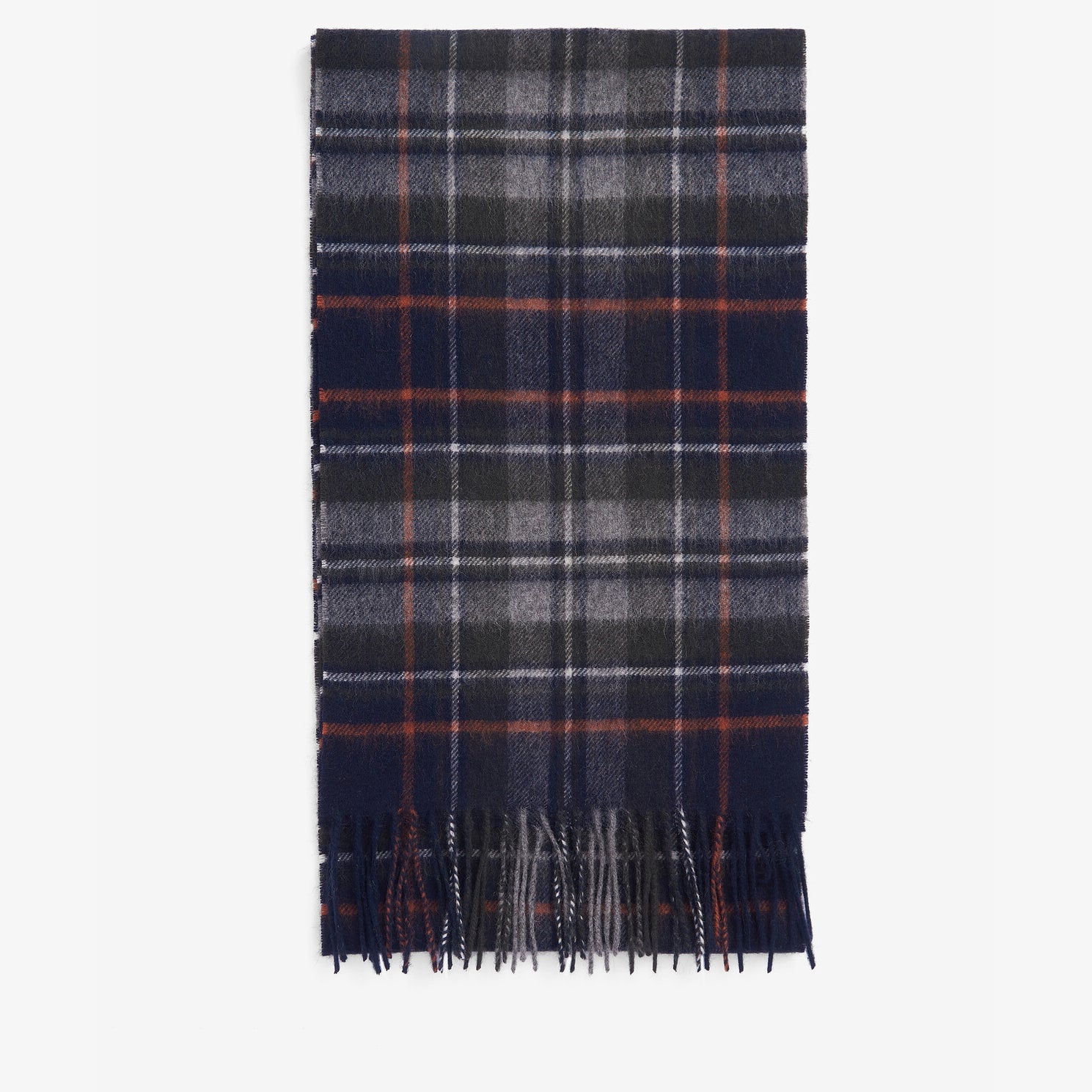 Barbour NEW CHECK Unisex Adults Tartan Scarf Navy/Dark Ginger