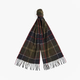 Barbour GALINGALE Unisex Adults Tartan Scarf Classic, front view, showcasing woven design and tasselled hem.