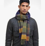 Barbour INVERNESS TARTAN Mens Winter Classic front view of a man wearing a stylish lambswool scarf.