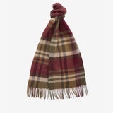 Barbour FIELD REVERSIBLE Scarf Unisex Adults Army Green, detail view showing woven design and fringe edges.