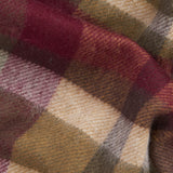 Barbour FIELD REVERSIBLE Scarf Unisex Adults Army Green detail view showing check design in rich colors.