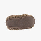 Bedroom Athletics MONROE Womens Slipper Boots Taupe / Deep Taupe bottom view showcasing rubber sole and faux fur detailing.