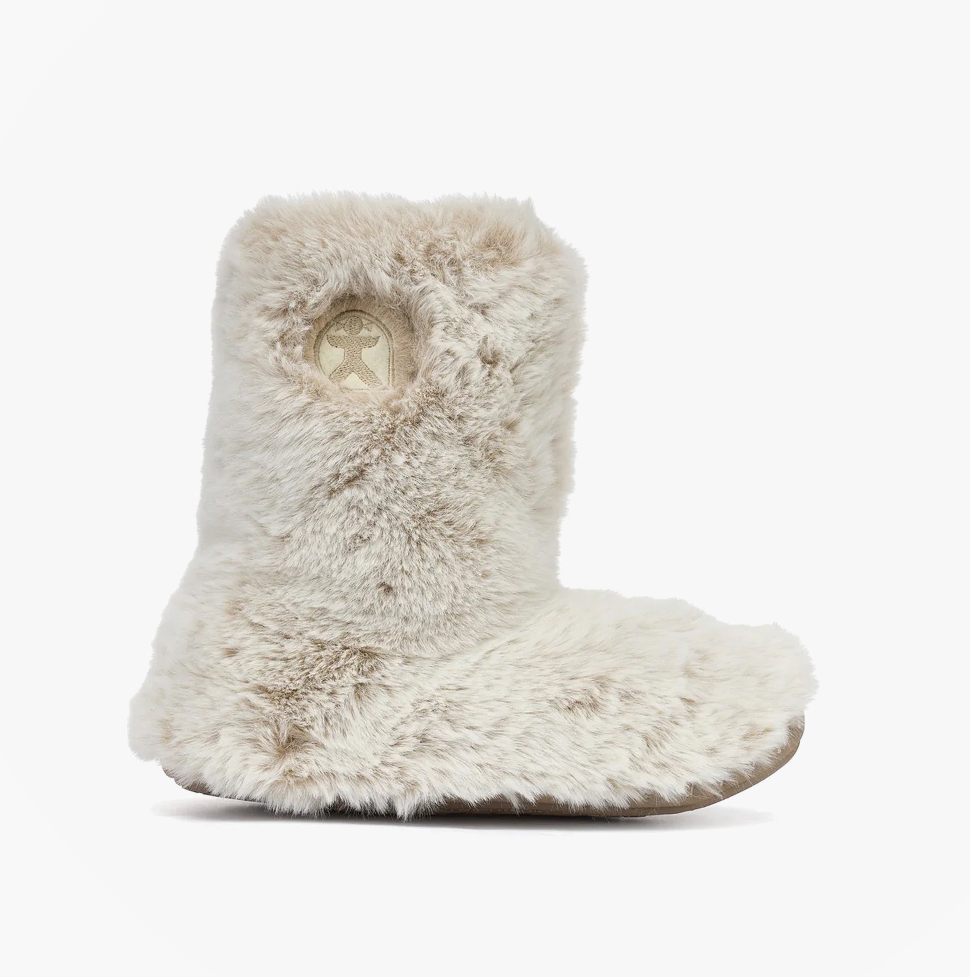 Bedroom Athletics COLE Womens Slipper Boots Ferret side view in plush faux fur with rubber sole.