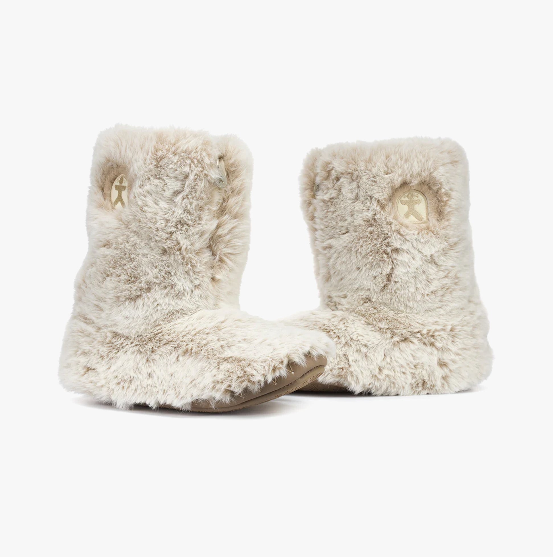 Bedroom Athletics COLE Womens Slipper Boots Ferret side view of fuzzy faux fur ankle slipper boots.