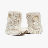 Bedroom Athletics COLE Womens Slipper Boots Ferret side view of fuzzy faux fur ankle slipper boots.