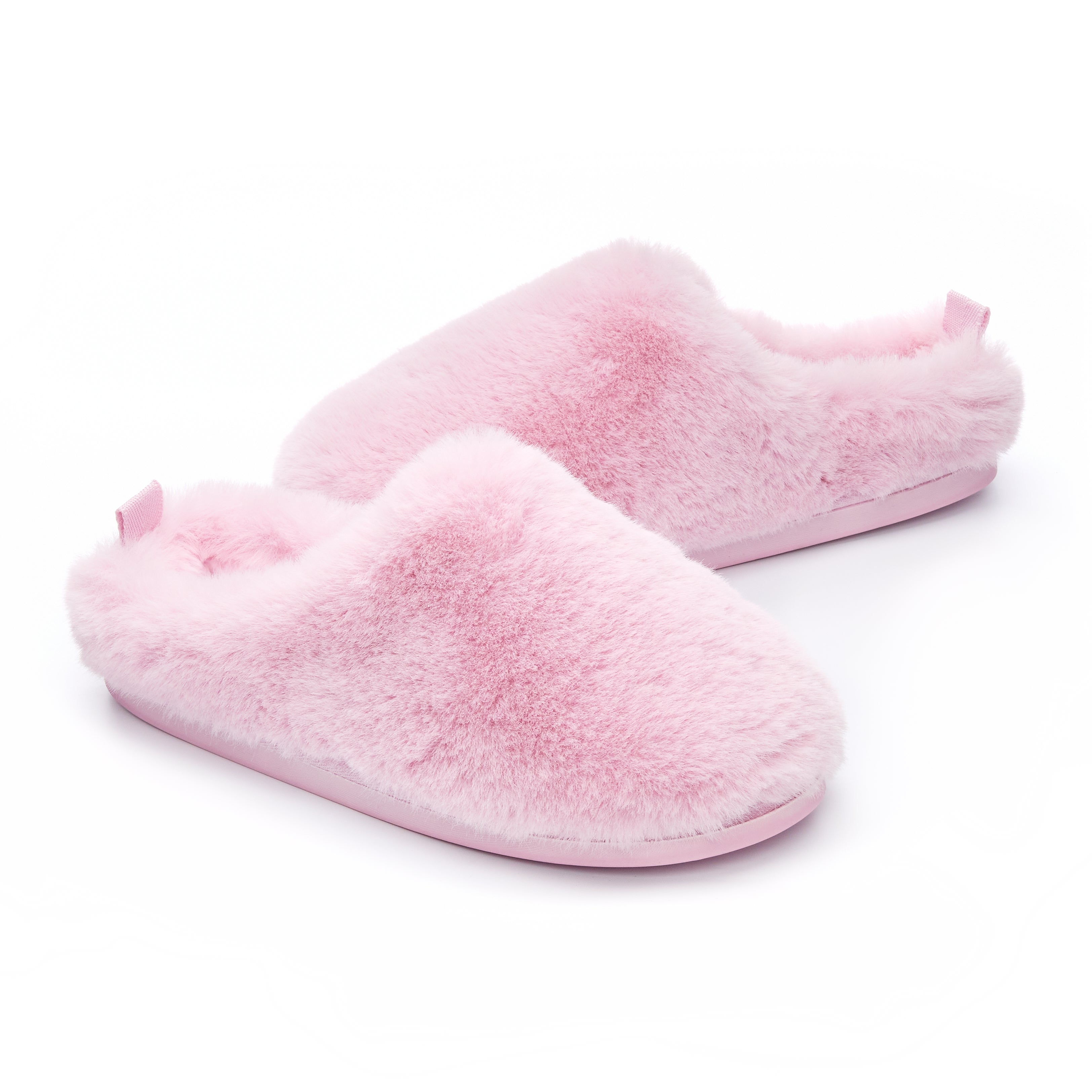 Bedroom Athletics ARIANA Womens Slipper Boots Pink, side view of soft faux fur slipper mules.