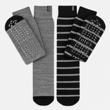 Totes Toasties THERMAL BRUSHED ORIGINAL SLIPPER SOCKS (TWIN PACK) Mens Thermal Socks Grey / Black Stripe