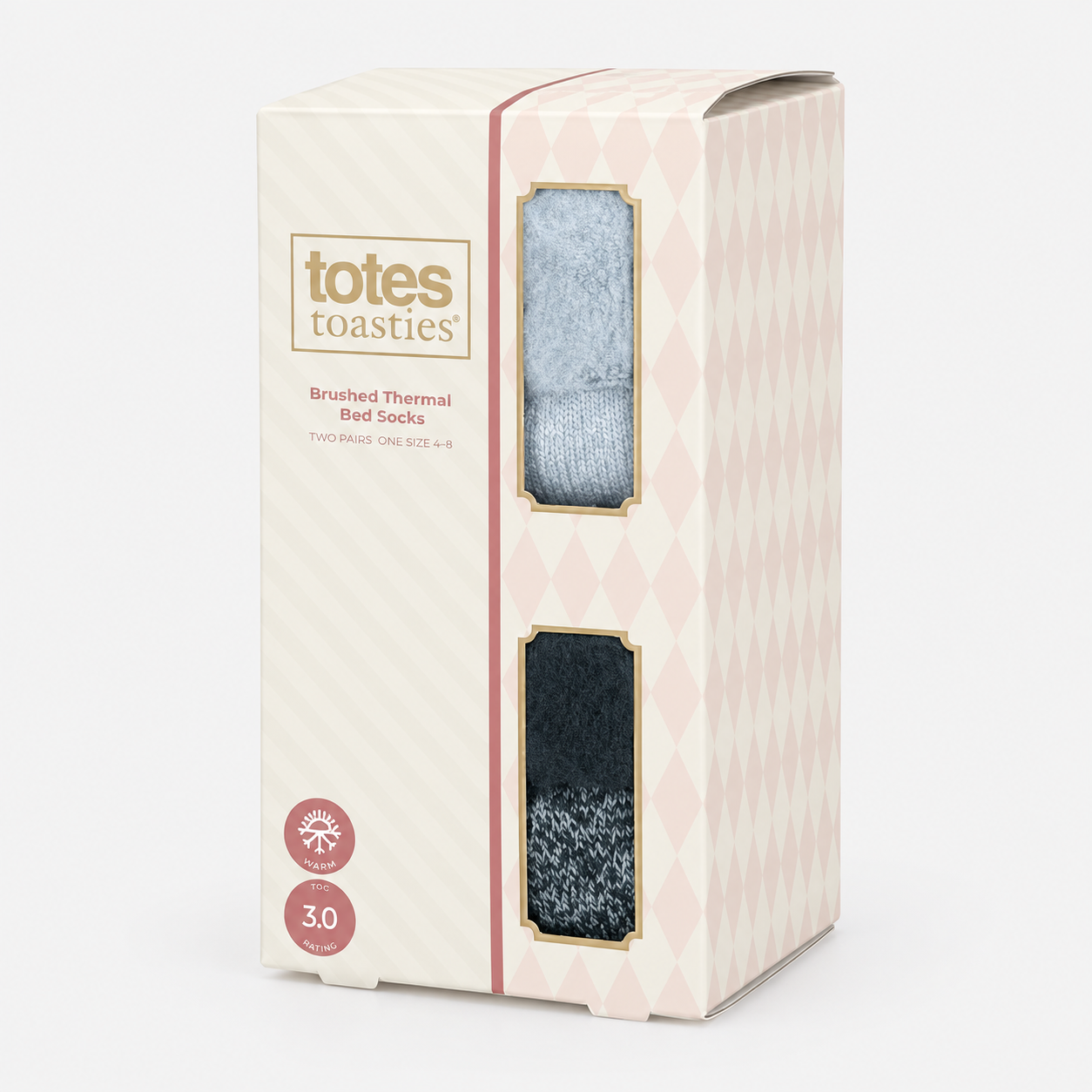 Totes Toasties PREMIUM BRUSHED THERMAL BED SOCK (TWIN PACK) Womens Bed Socks Denim / Blue