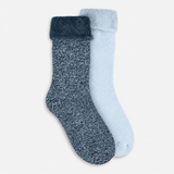 Totes Toasties PREMIUM BRUSHED THERMAL BED SOCK (TWIN PACK) Womens Bed Socks Denim / Blue