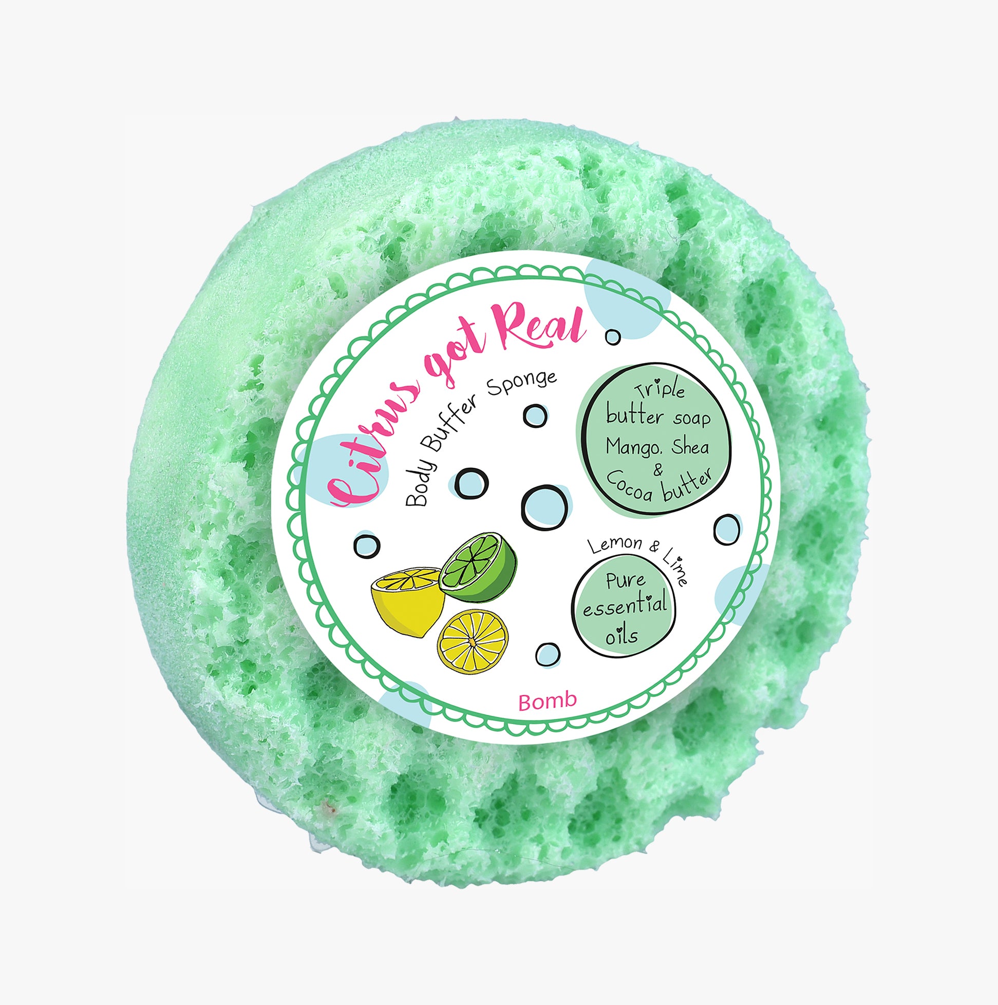 Bomb Cosmetics Citrus Got Real Body Buffer Soap Shower Sponge