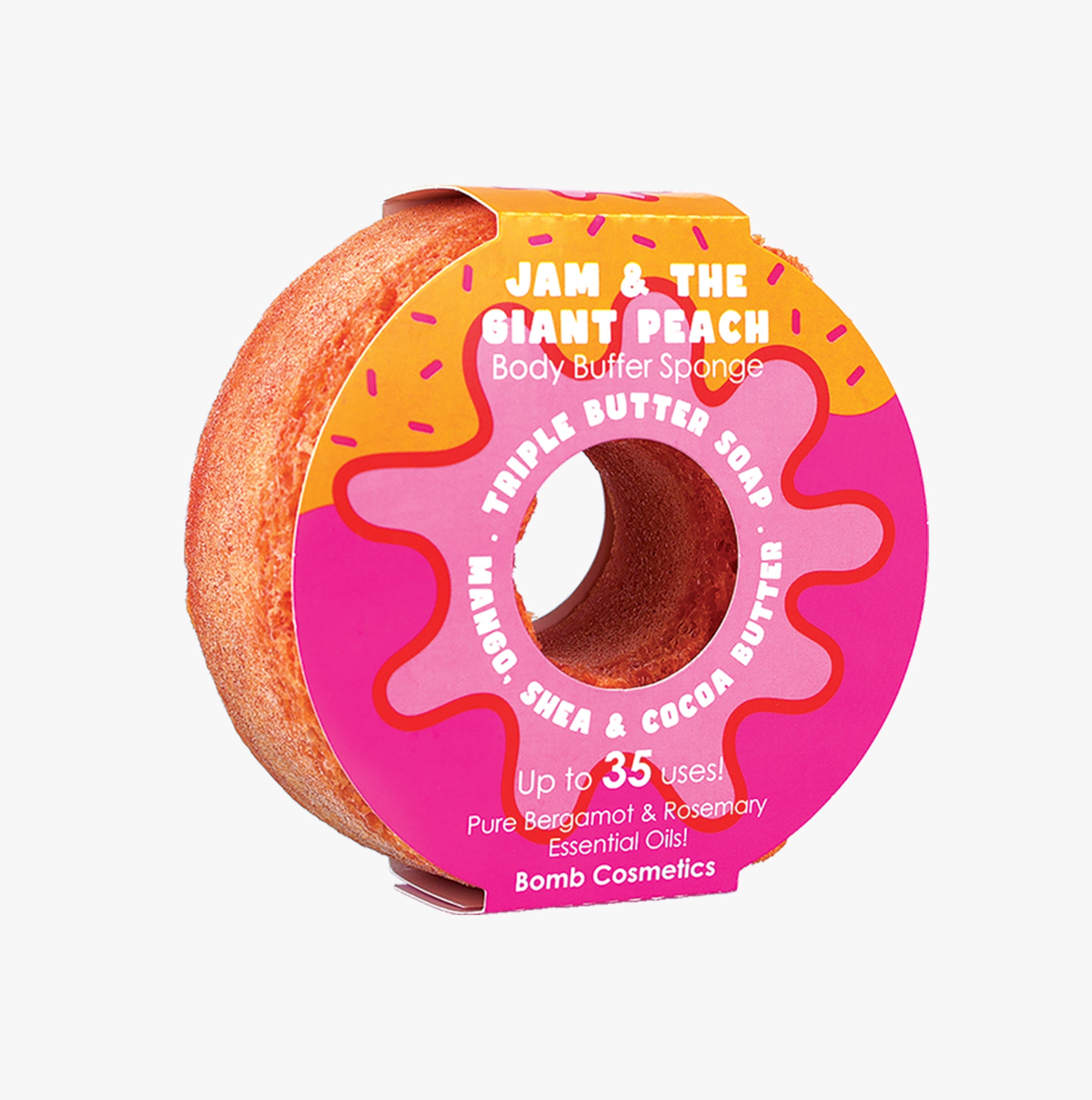 Bomb Cosmetics Jam & The Giant Peach Body Buffer Soap Shower Sponge