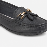 CAMILLA Womens Leather Tassle Loafers Black