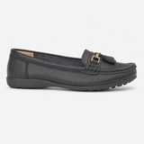 CAMILLA Womens Leather Tassle Loafers Black