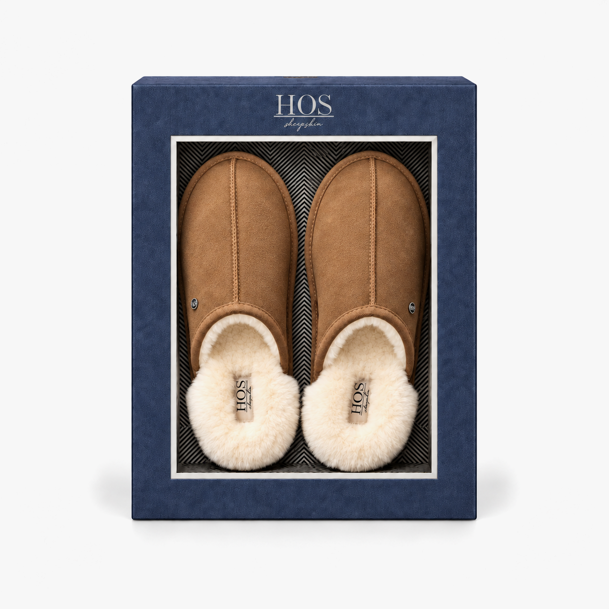 HOS Sheepskin EDWIN Mens Mules Chestnut