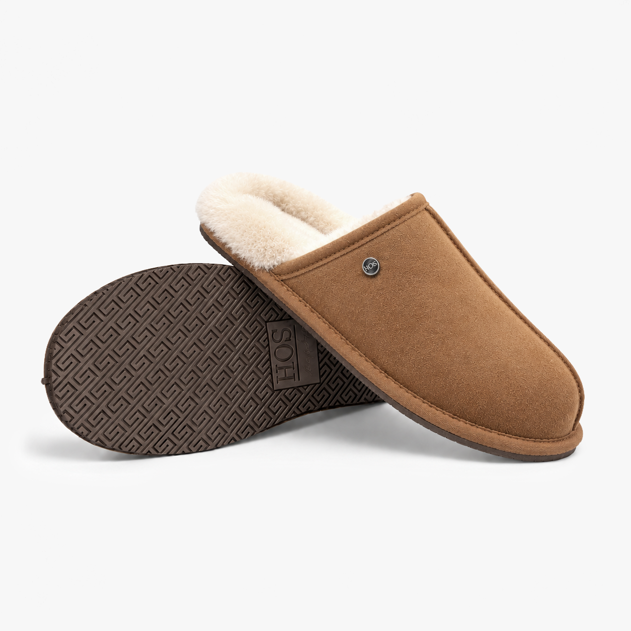 HOS Sheepskin EDWIN Mens Mules Chestnut